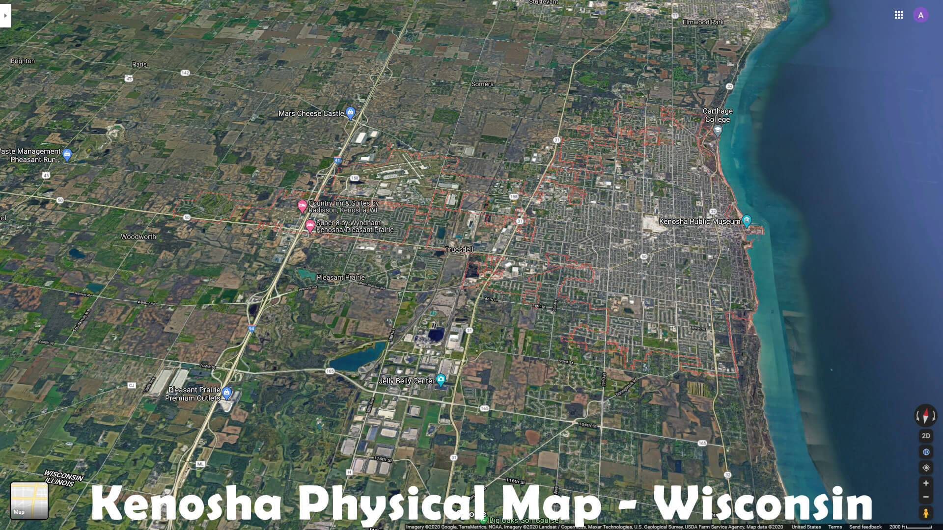Kenosha Physical Map   Wisconsin